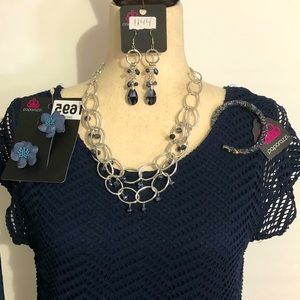 Sold as a lot! 3 new jewelry items, a new bow set and a used aeropostle xl dress